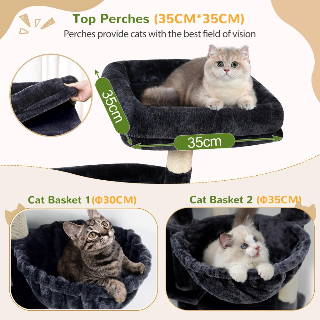 Globlazer 74in Large Sturdy Cat Tree for Large Cats, F74F, Dark Grey