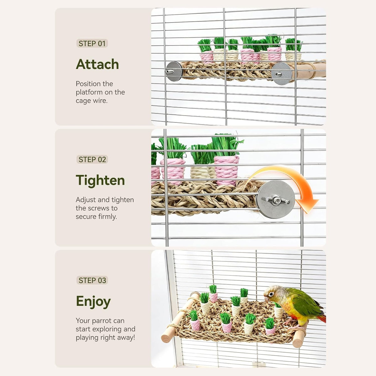 Carrot Woven Climbing Chew Toy Bird Swing Hammock for Parrots