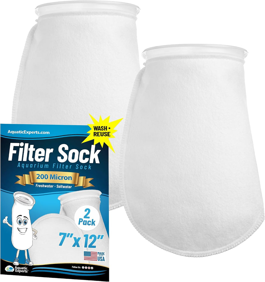 Aquatic Experts Felt Filter Socks – 4 Inch Ring Style, 200 Micron Aquarium Filter Sock for Sumps & Aquariums (4" x 14", 2 Pack)