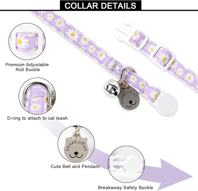 Lionet Paws 2pcs Pack Cotton Cat Collar, Breakaway Buckle - Image 5