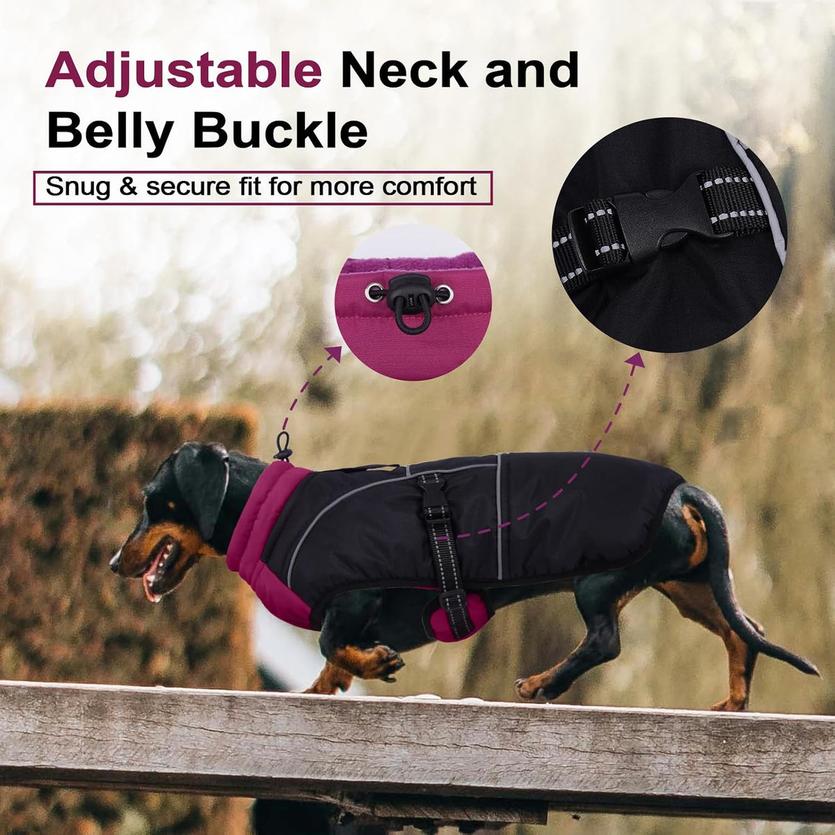 Lelepet Dachshund Coat Waterproof Reflective Dog Coat for Small Dogs