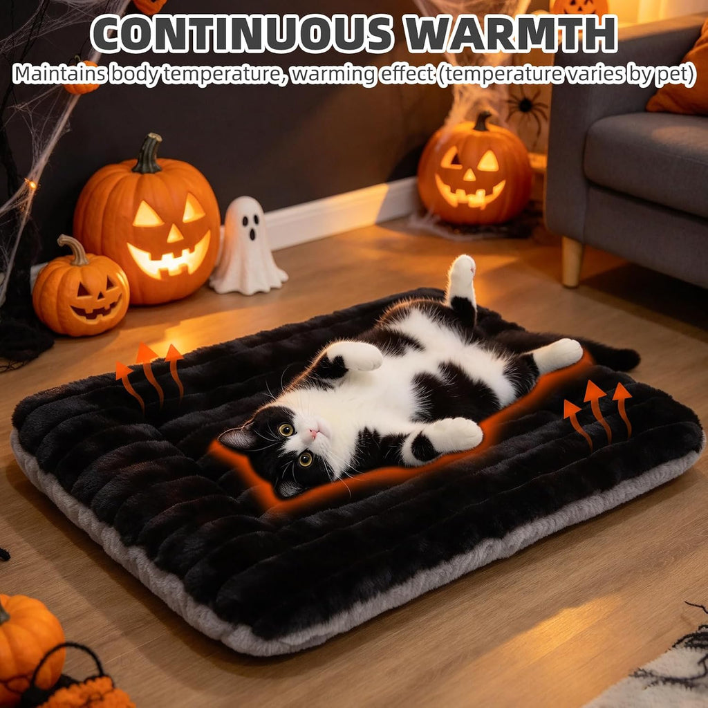 PUPTECK Self-Warming Cat Bed, Reversible Pad Pet Mat, 18”x22” Grey/Black
