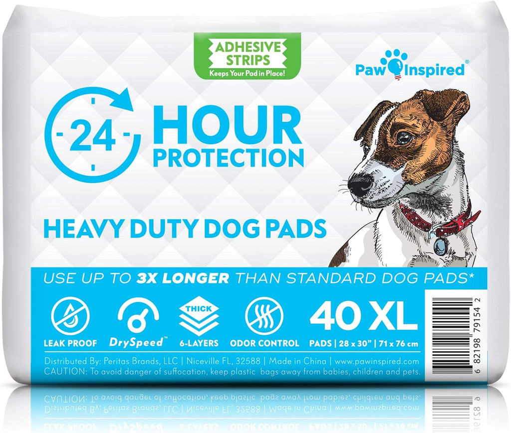 Paw Inspired 24x24 Inch Large Puppy Pads with Adhesive Strips, 30 Count