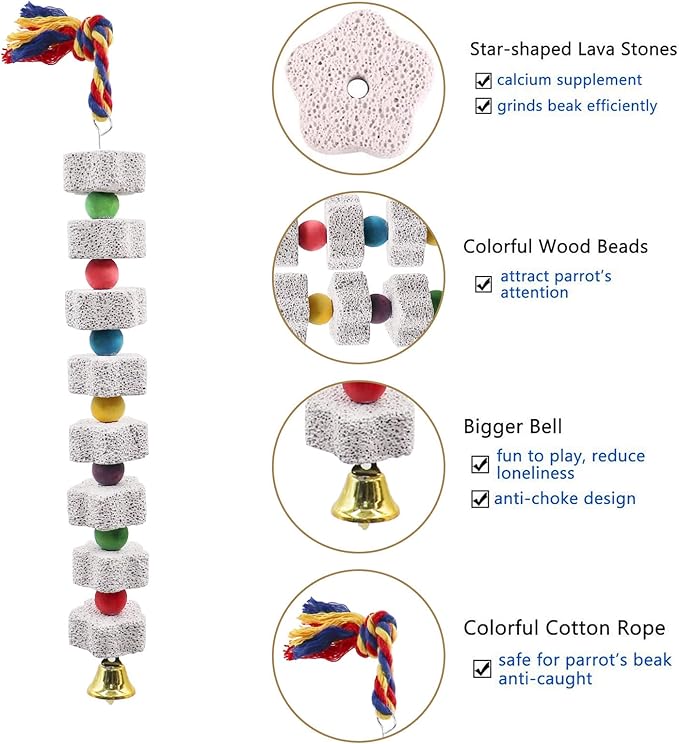 2 Pack Large Bird Chewing Toy, Parrot Beak Grinding Calcium Stone - Image 3