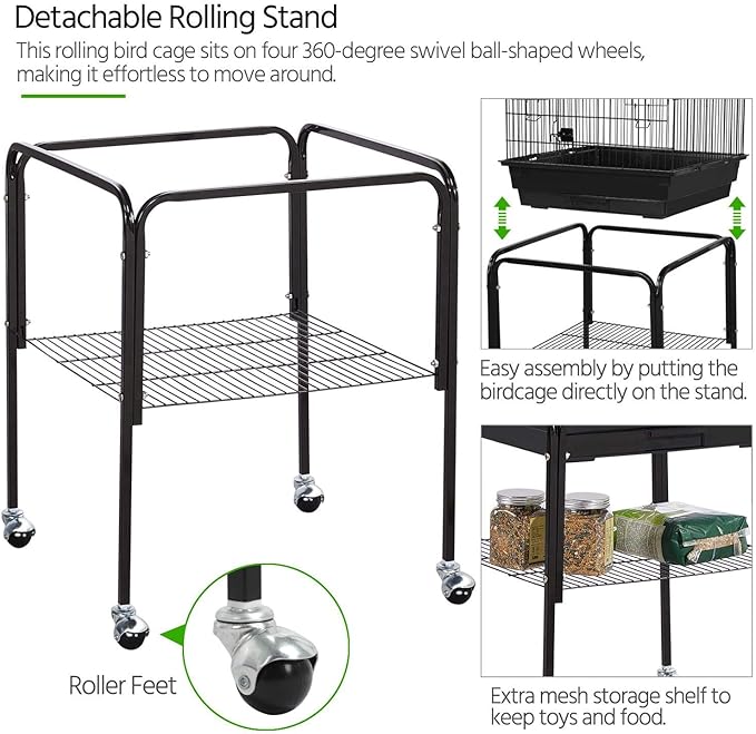 Yaheetech Open Top Rolling Parrot Bird Cage - Image 7