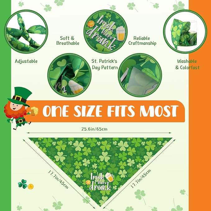 Chunful 50 Pcs St. Patrick's Day Dog Bandanas Bulk - Image 3