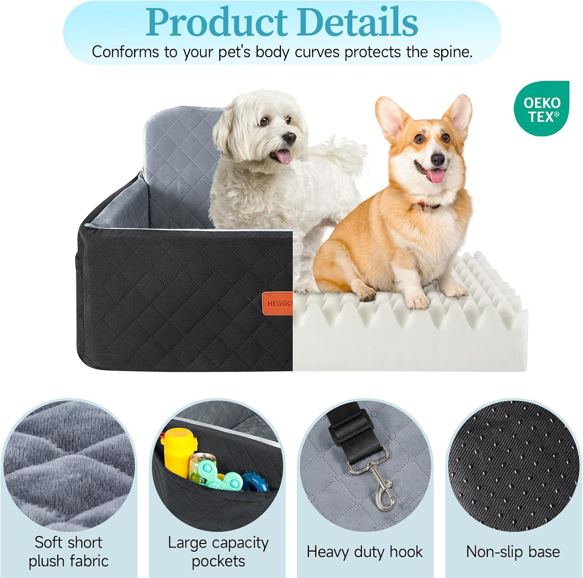 Dog Car Seat for Medium Large Dogs Under 55 lbs, Washable Pet Booster Seat