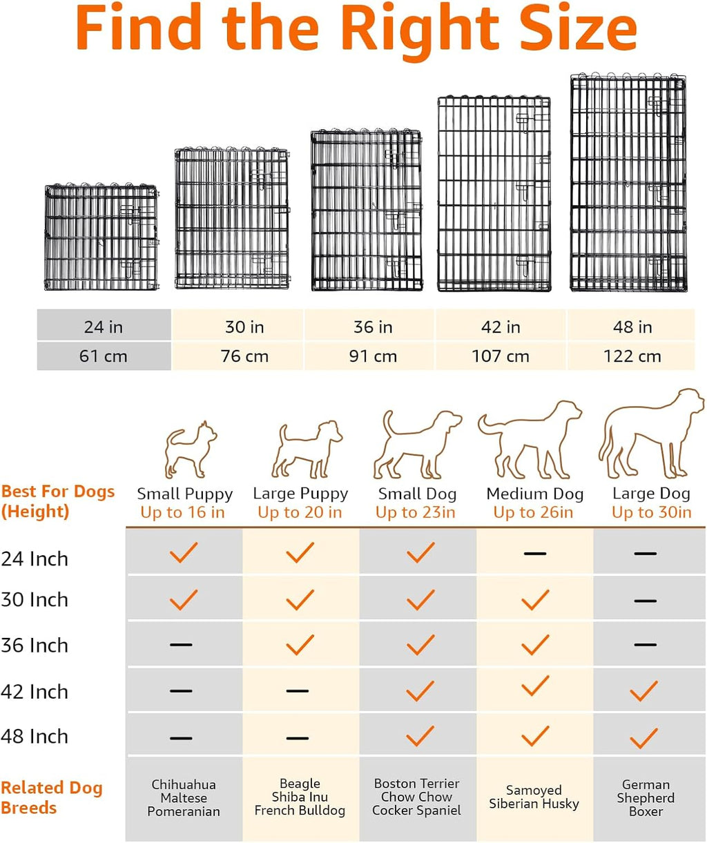 Amazon Basics Foldable Octagonal Metal Exercise Pen for Dogs, Indoor/Outdoor, Single Door, 8 Panels, 24" Height, Extra Small, Easy to Assemble, Black