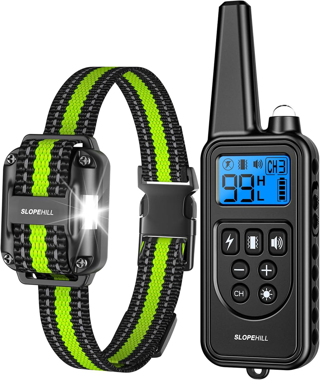 SLOPEHILL Dog Training Collar,4200FT Shock Collar for Dogs 8-140lbs,Green