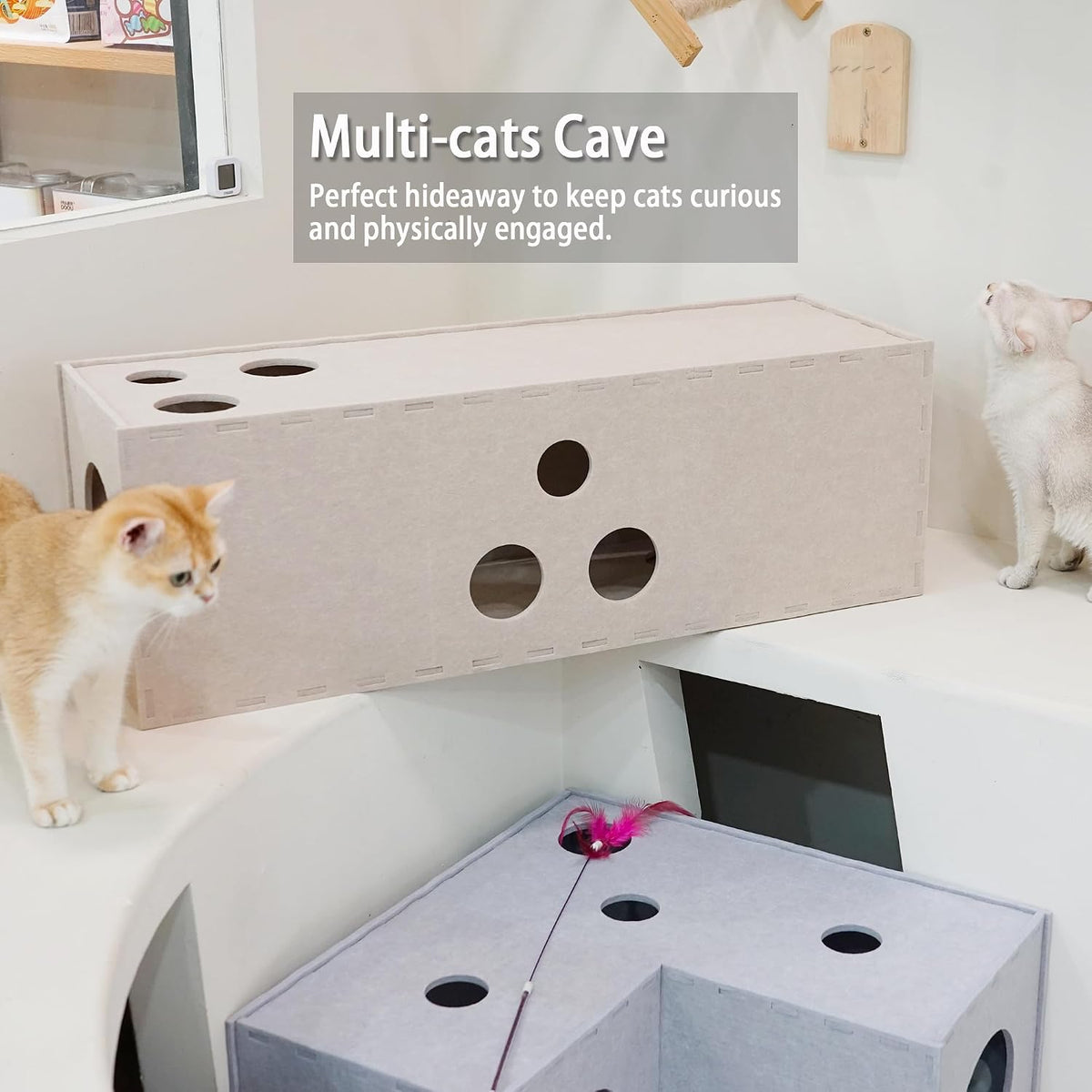 PETKARAY Cat Felt Tunnel & Cat Straight Tunnel