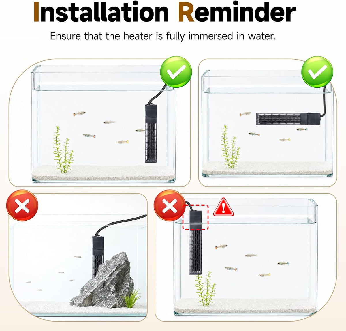 AQQA Ceramic Aquarium Heater 200W, with Dual Digital Display Controller