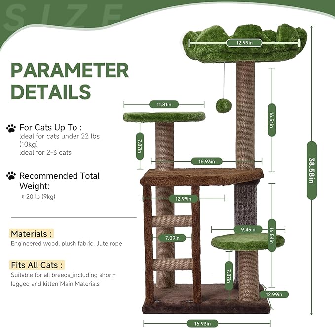 Cat Tree, 37.4-Inch Cat Tower - Image 2