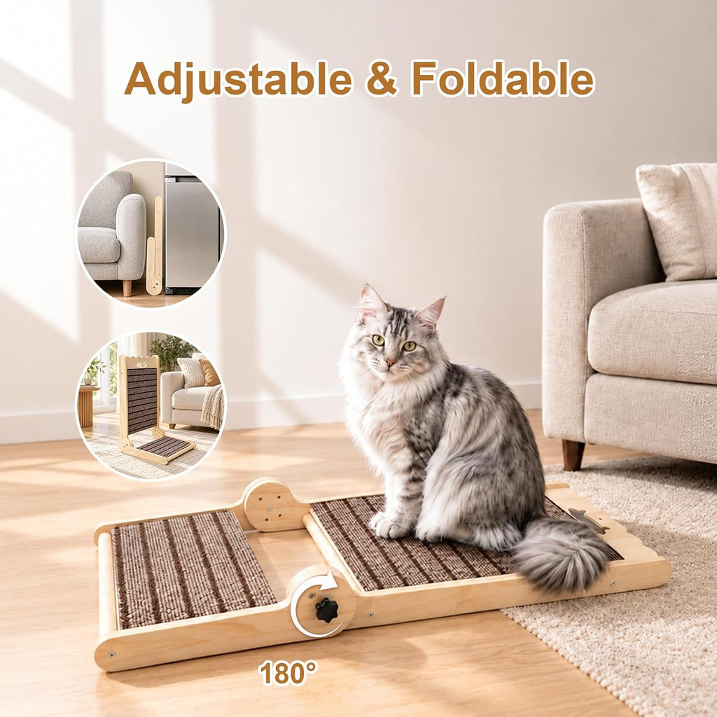 Natural Cork Cat Scratcher, 23.6in Replaceable Pads for Indoor Cats