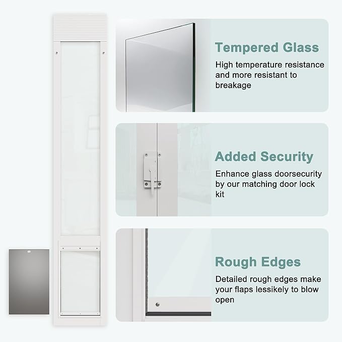 Doggie Door for Sliding Glass Doors, Adjustable Height 76 1/8"-80 7/8" Aluminum - Image 3