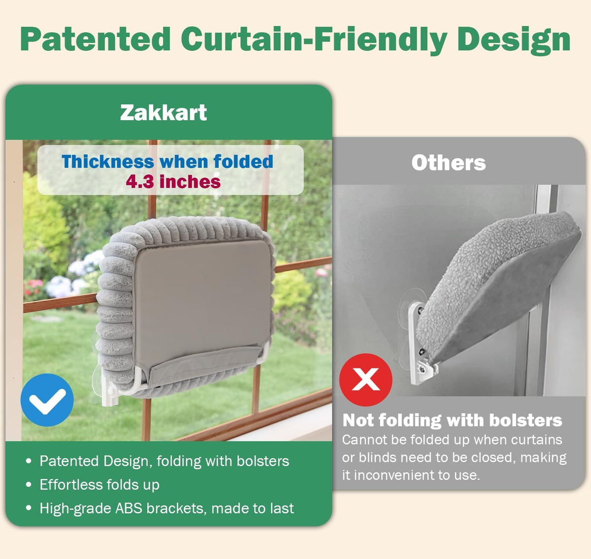 Zakkart SnugCloud Foldable Cat Window Perch (Brown, M)