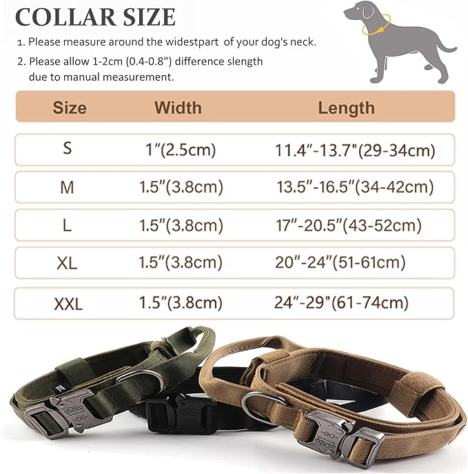 Tactical Dog Collar Set, Adjustable Military Training Nylon Dog Collar - Image 5