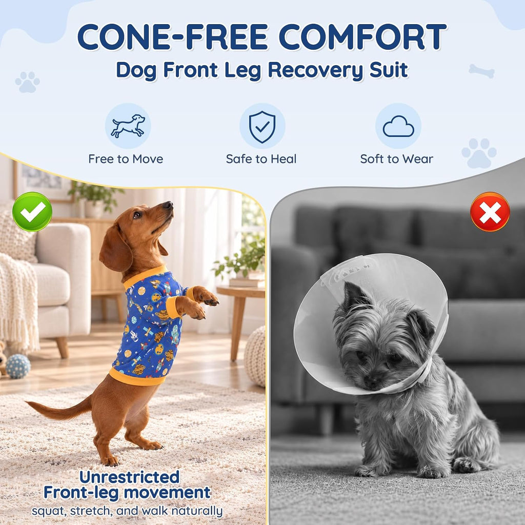 Dog Surgery Recovery Suit with Front Leg Elbow Protector