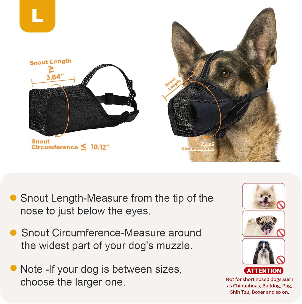 Dog Muzzle, Adjustable Soft Mesh Muzzle Anti-Biting, Chewing, Scavenging