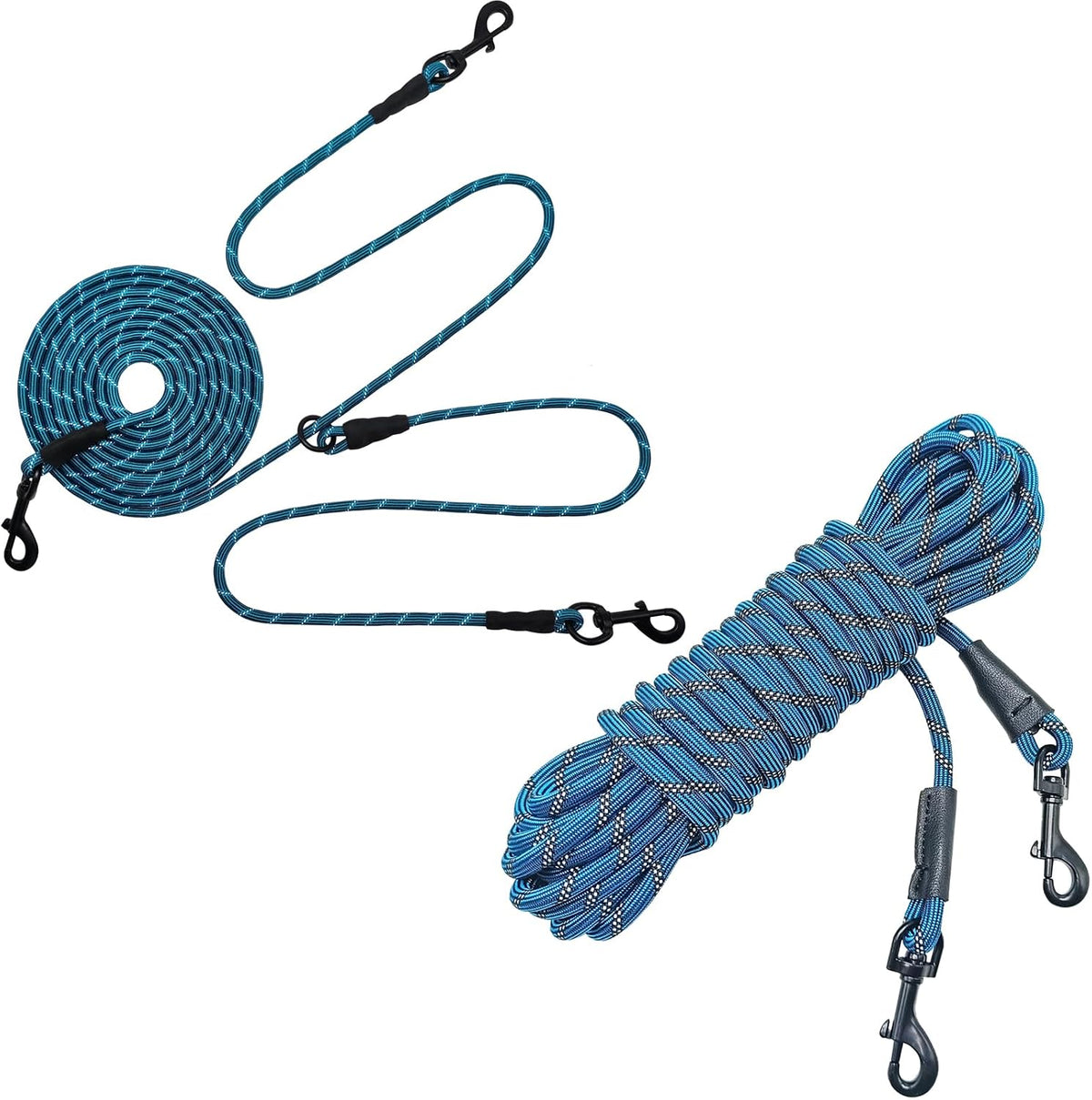 20ft Tie Out for 2 Dogs + 1/4" x 8ft Small Tether