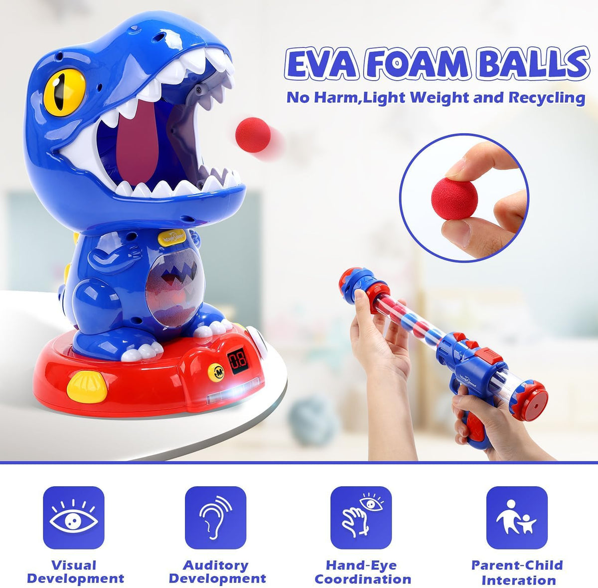EagleStone Movable Dinosaur Shooting Toys for Kids with Spay & Auto Score