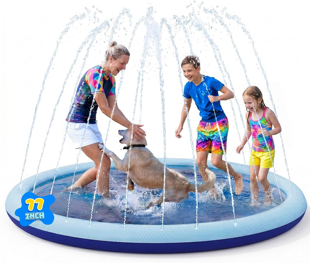 COMMOUDS Splash Pad for Kids and Dogs, Kiddie Sprinkler Pool(77inch)