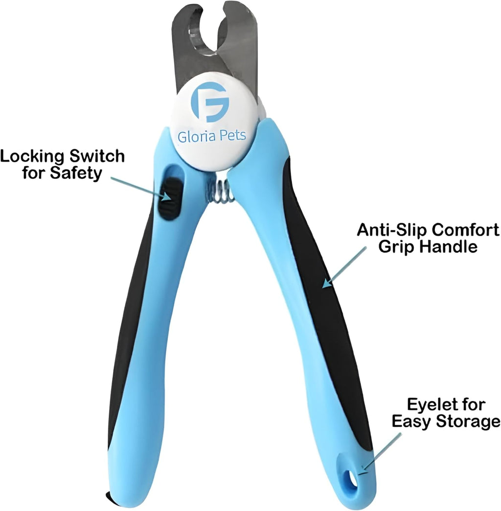 Cat Nail Clippers and Trimmers Set, Professional Pet Grooming Tools for Cats' Nails with Safety Guard, Free Nail File, Razor Sharp Blades, Meduim, Blue