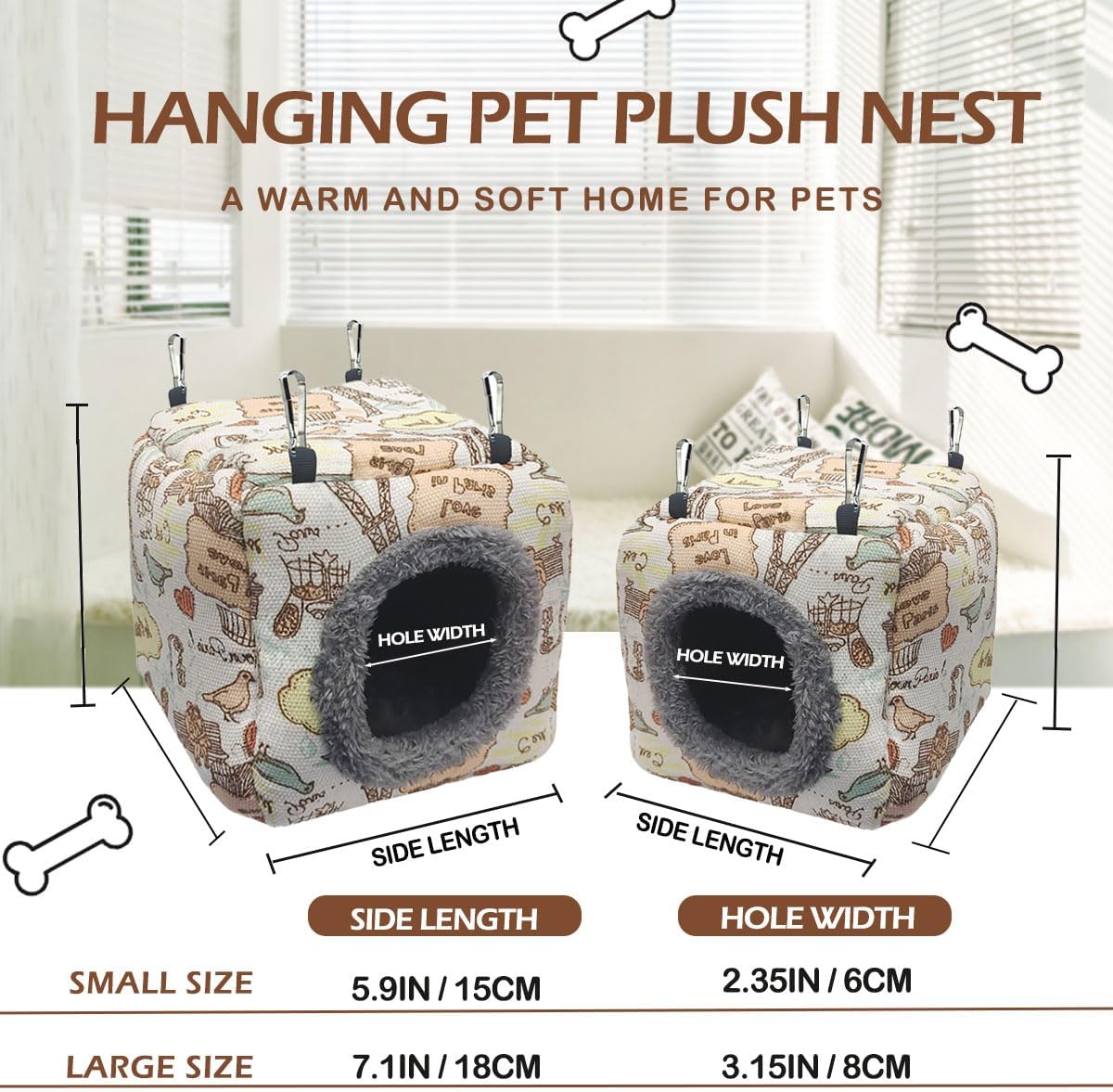 Bird Hammock Bed - Plush Nest for Parakeet Cockatiel Conure Lovebird etc