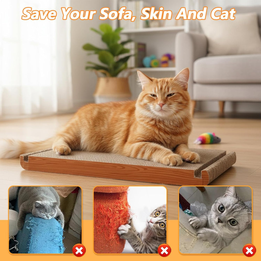 3-Sided Vertical Cat Scratching Post, Cat Scratcher Foldable, Triangle Cats Scratching Board, Multiple Angle Scratch Pad, 6 Usable Sides Recyclable Scratcher Cardboard for Indoor Cats (Pack of 3)