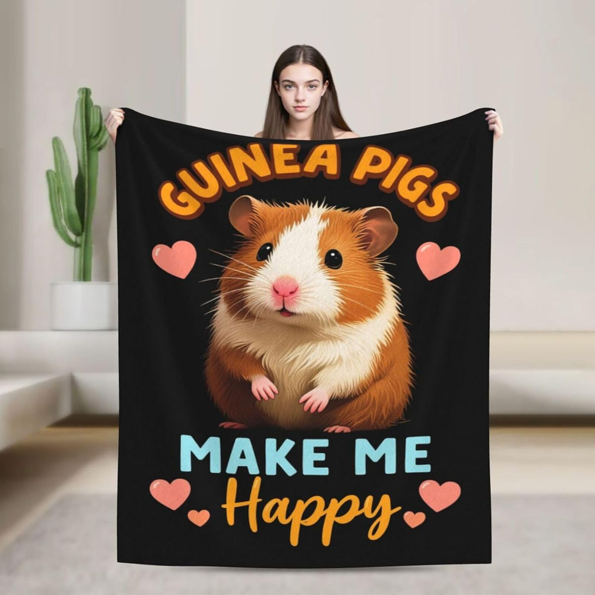 Guinea Pig Blanket Cute Guinea Pig Throw Blanket Soft Warm Cozy Fleece Fuzzy Plush Flannel Blankets Gifts for Girls Women Boys Kids Adults 40"X50"