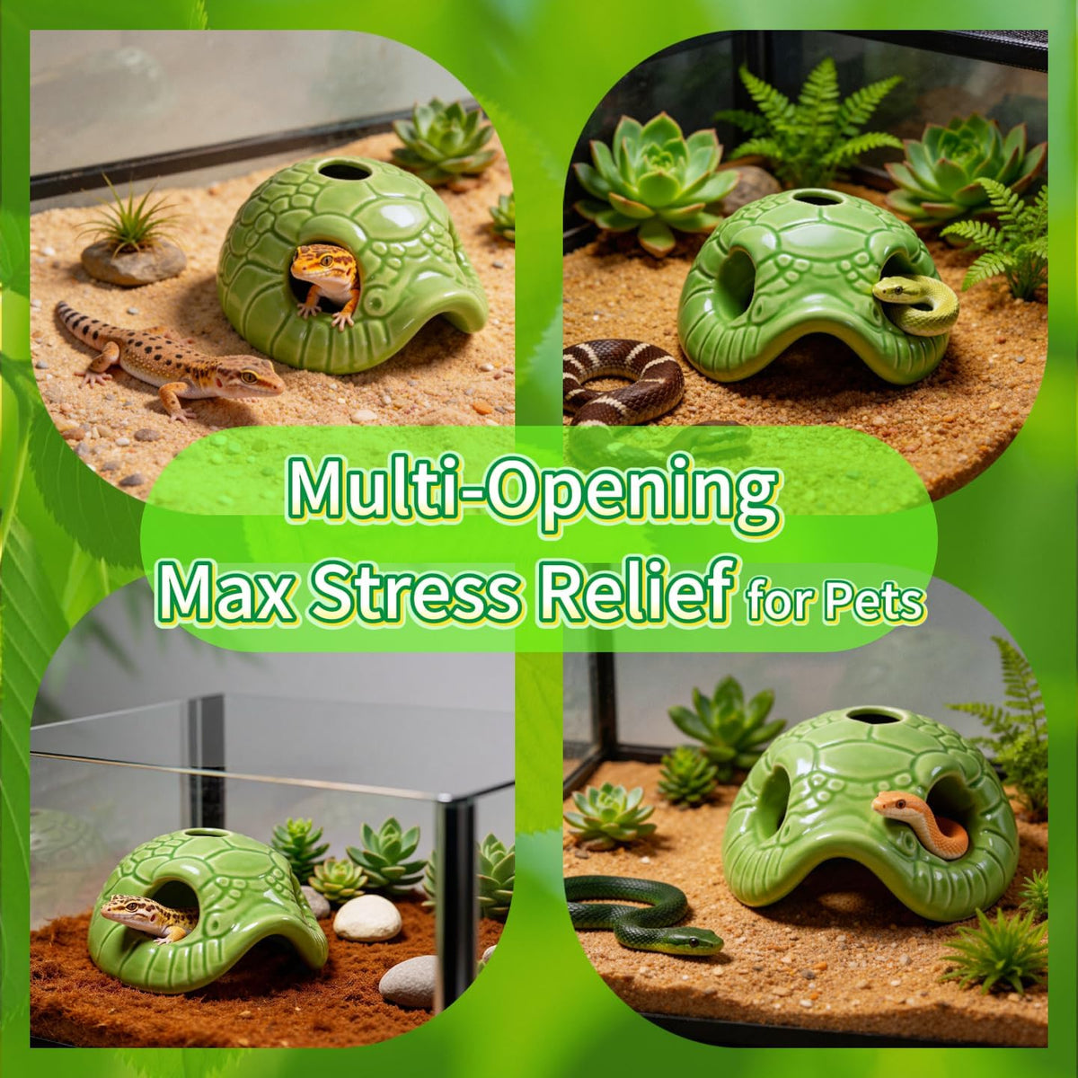 Snake Head Reptile Hide Cave, Green