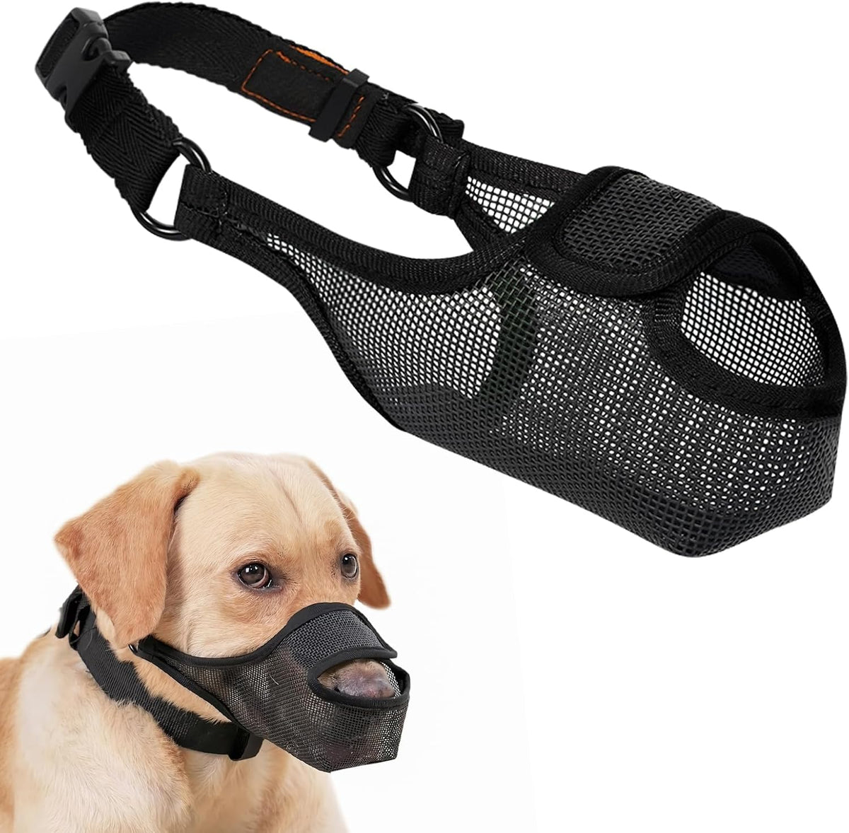 LUCKYPAW Mesh Dog Muzzle with Free Panting Front Snout Opening