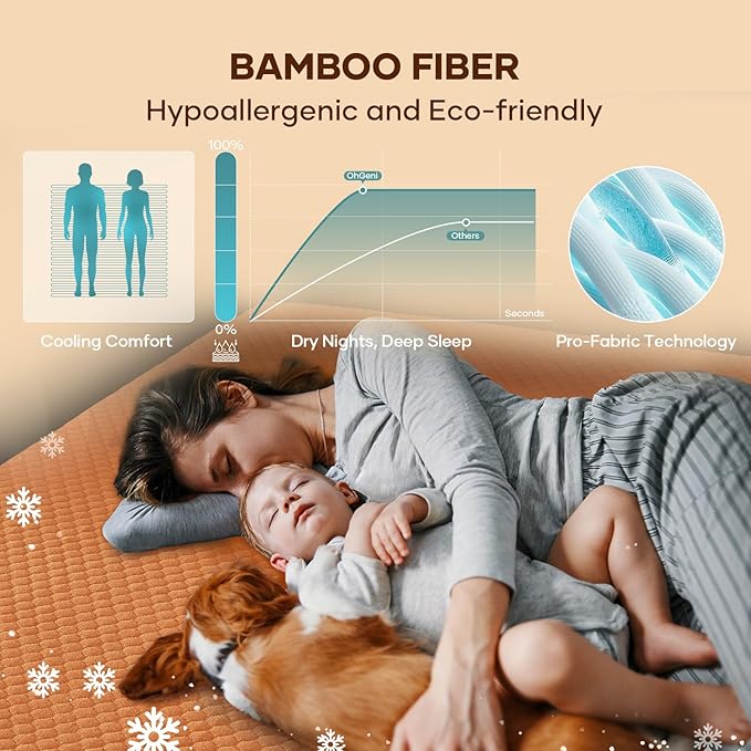 OhGeni 100% Waterproof Mattress Protector, Queen Size Mattress Soft Pad - Image 4