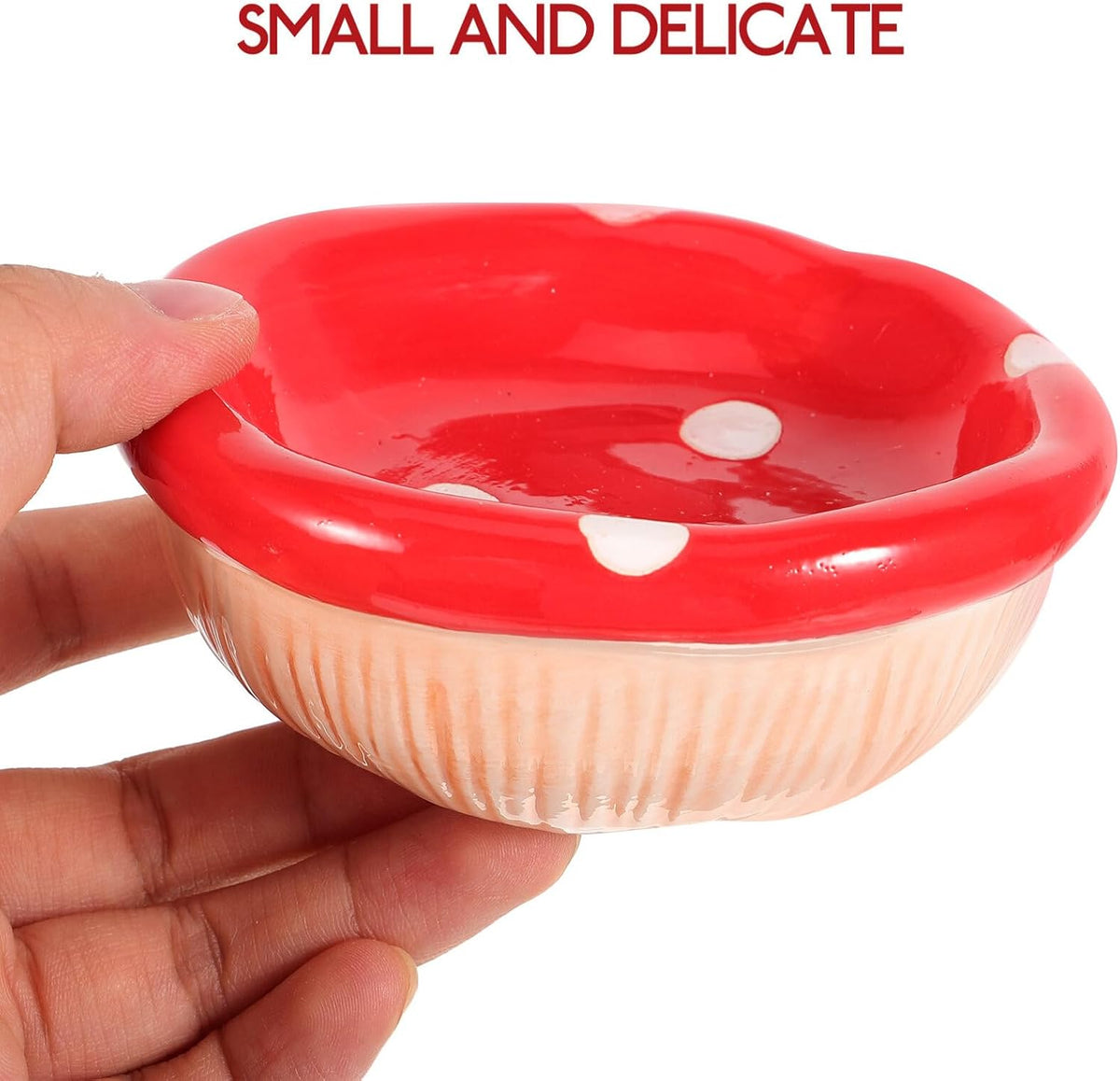 POPETPOP Ceramic Hamster Bowl Mushroom Shape Small Pet Feeding Dish