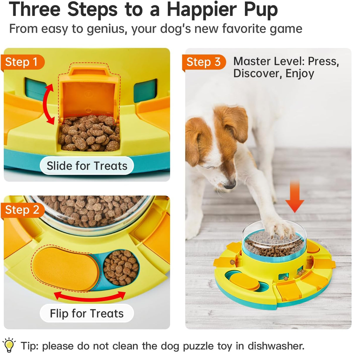 Potaroma Dog Puzzle Toy 2 Levels, Slow Feeder, Pup Food Treat Feeding Dispenser for IQ Training and Entertainment for All Breeds 4.2 Inch Height