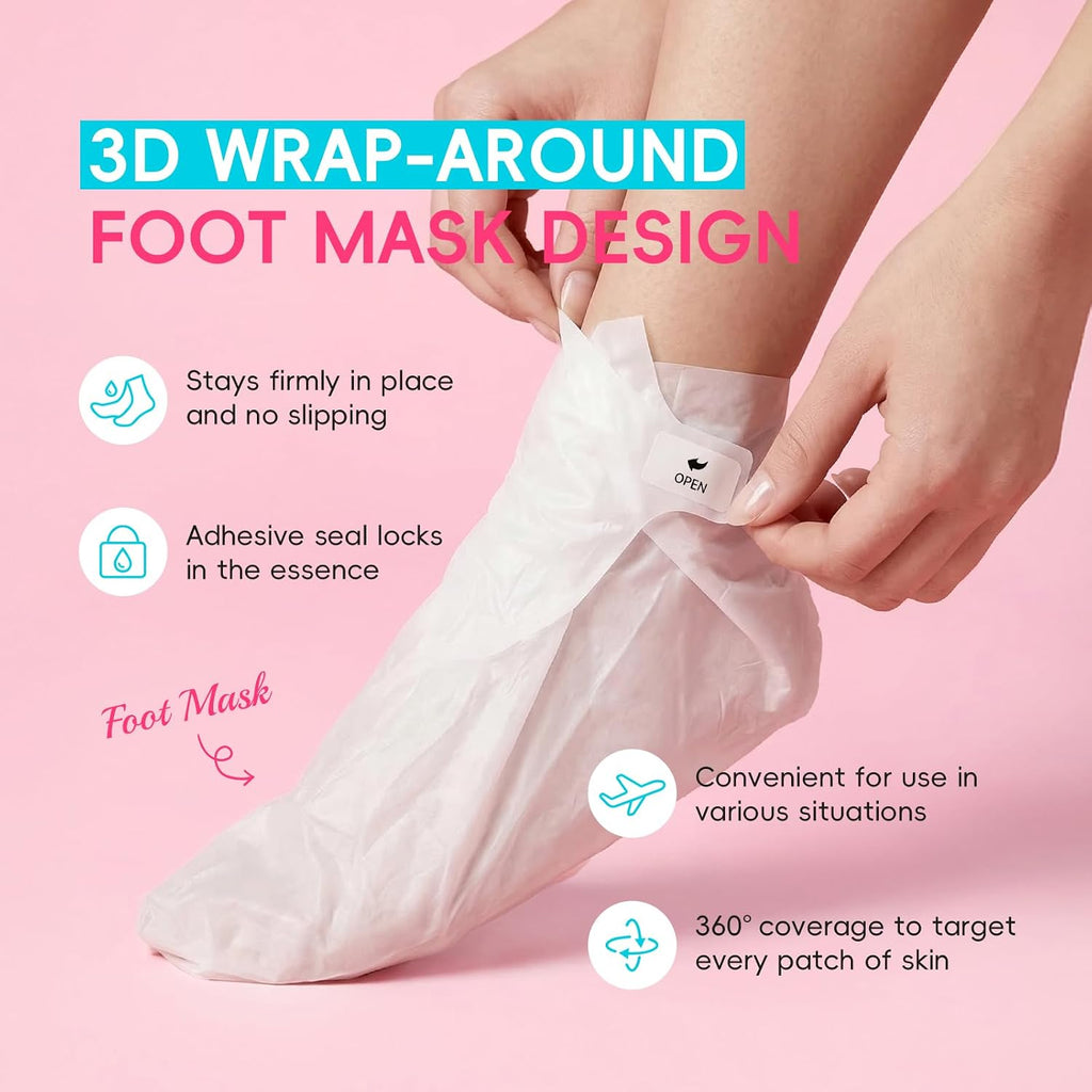 QUIYUM 6 Pairs Watermelon Foot Mask, Moisturizing Booties for Dry Skin