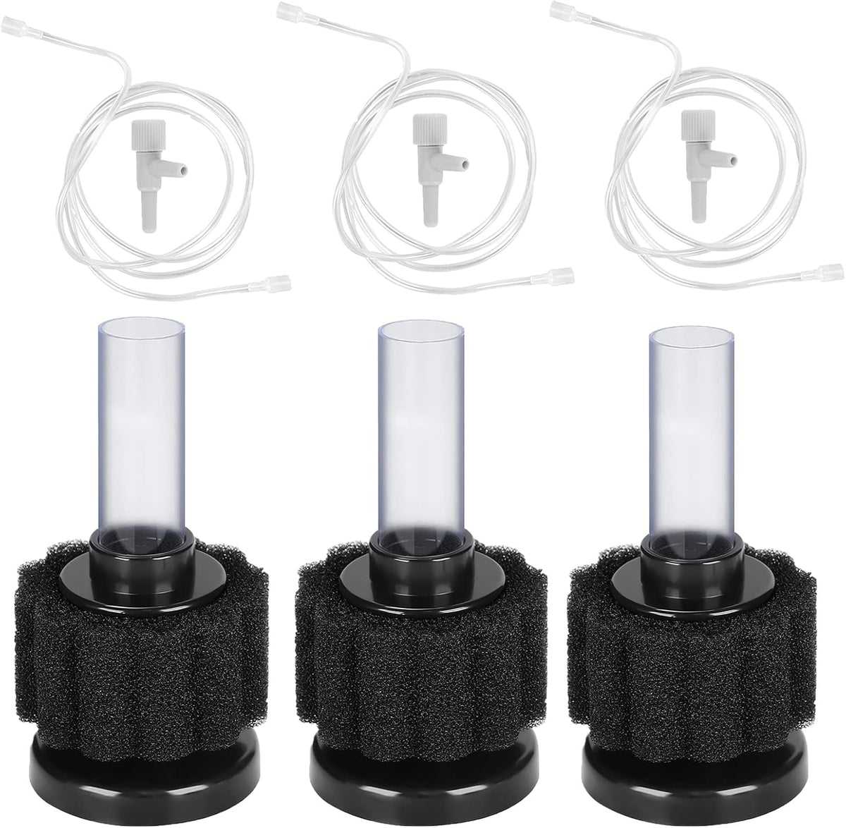 AQUANEAT Aquarium Bio Sponge Filter Breeding Fry Betta Shrimp Nano Fish Tank, 3pcs (Large up to 60Gal)
