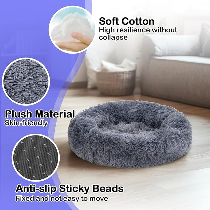 Cat Bed - Calming Cat Bed for Small Kittens Donut Washable Round for Indoor - Image 3