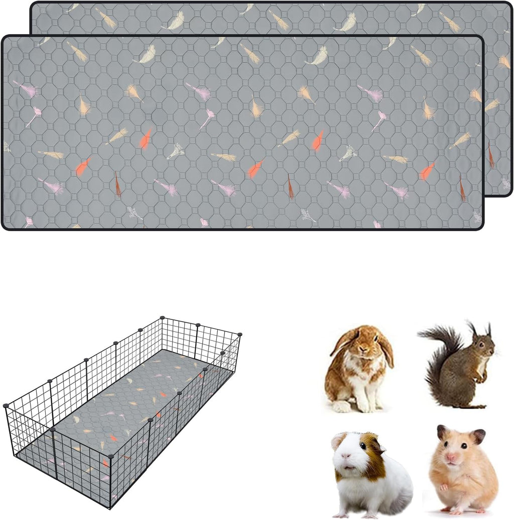 2Pcs Guinea Pig Cage Liners,Guinea Pig Fleece Cage Liners24''X48'' Super Absorbent Washable Pee Pads Reusable for Rabbit Hamster Chinchilla