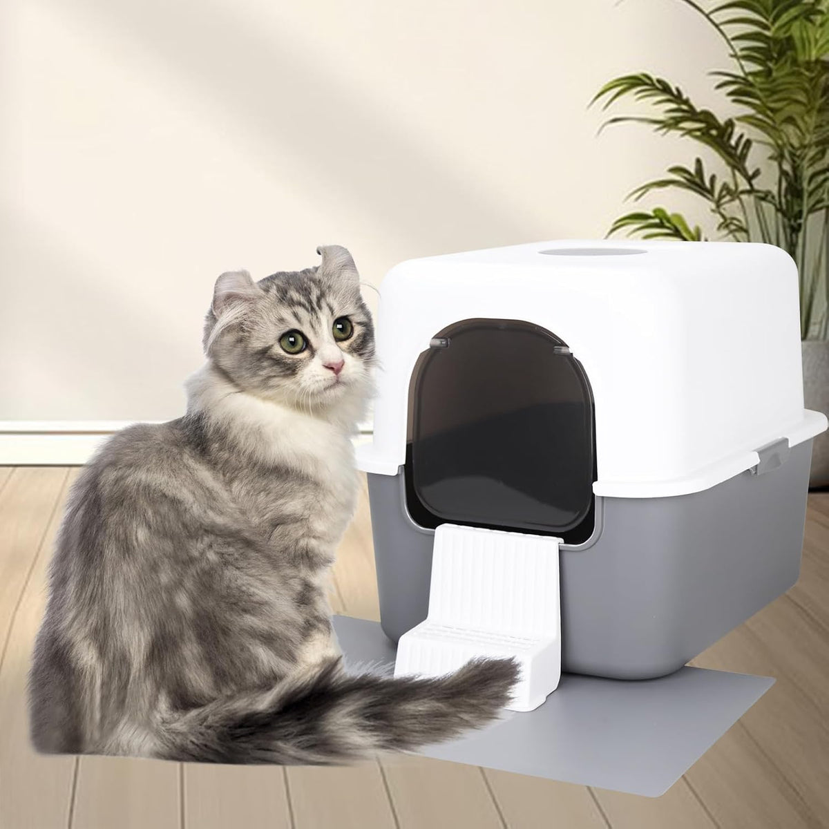 Sfozstra Enclosed Cat Litter Box: Odor Control Leak Resistant Design