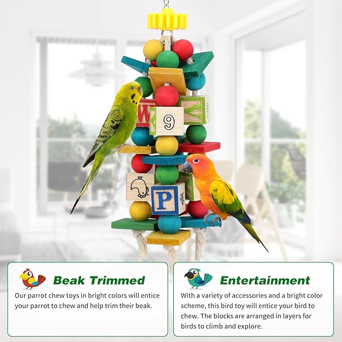 Rypet Wood Bird Chewing Toy for Cage, Wooden Birds Cage Toys for Helping Trim - Image 7