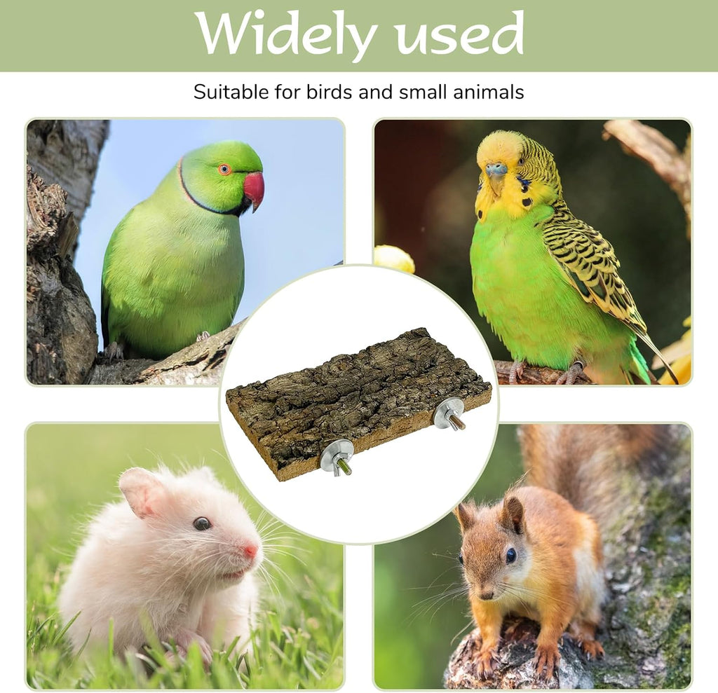 Bird Perches for Cage 4pcs Flat Parrot Platform Stand Cork Bark
