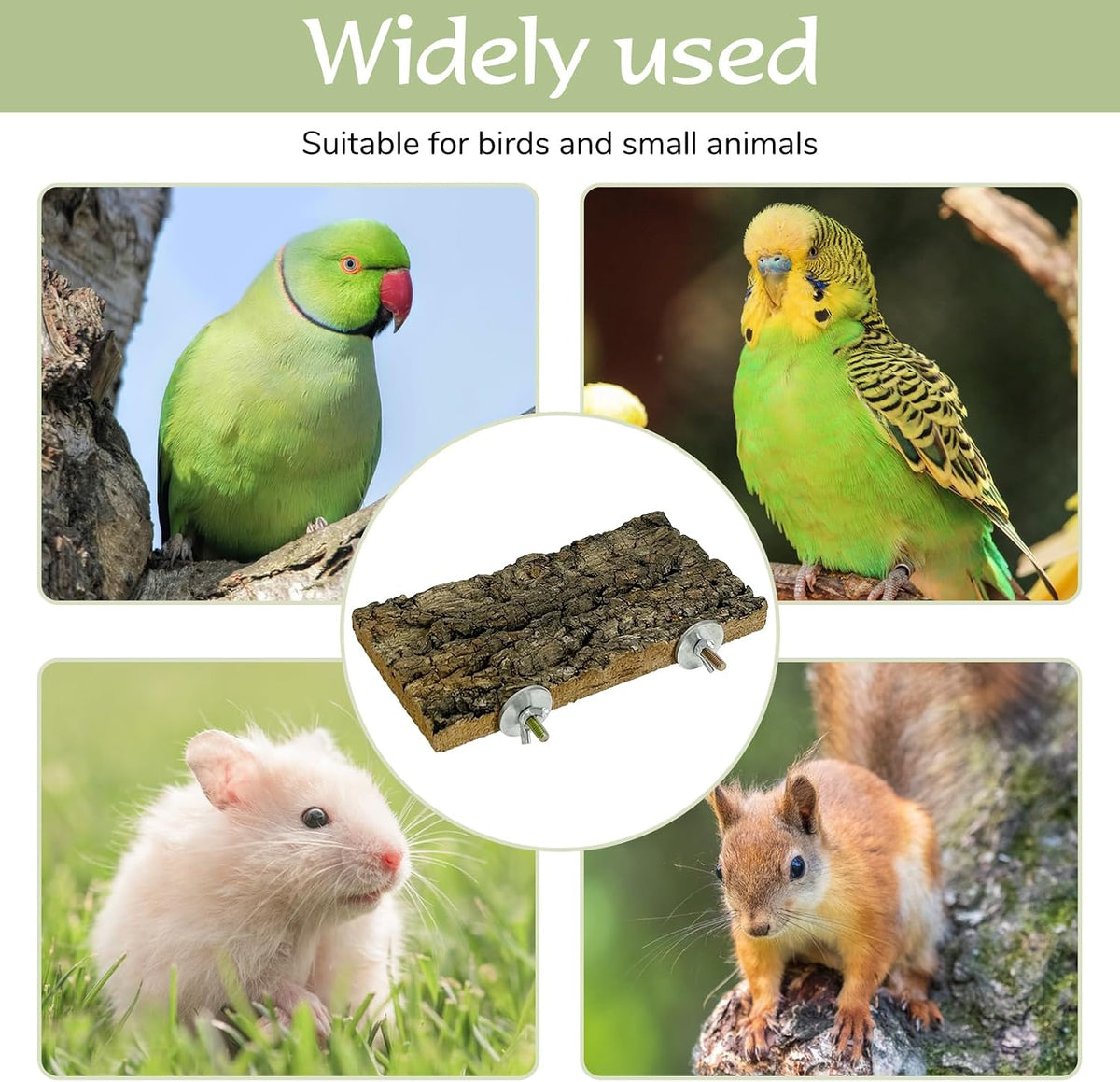 Bird Perches for Cage 4pcs Flat Parrot Platform Stand Cork Bark