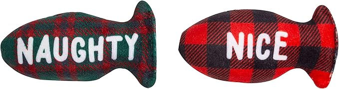 Pearhead Naughty Or Nice Christmas Cat Toy Set, Holiday Pet Owner Gift by Pearhead