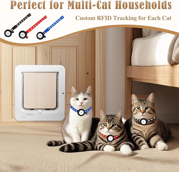 Smart Cat Door for Interior & Exterior, Flap Opening is 7.67’’ by 7'', RFID Cat - Image 2