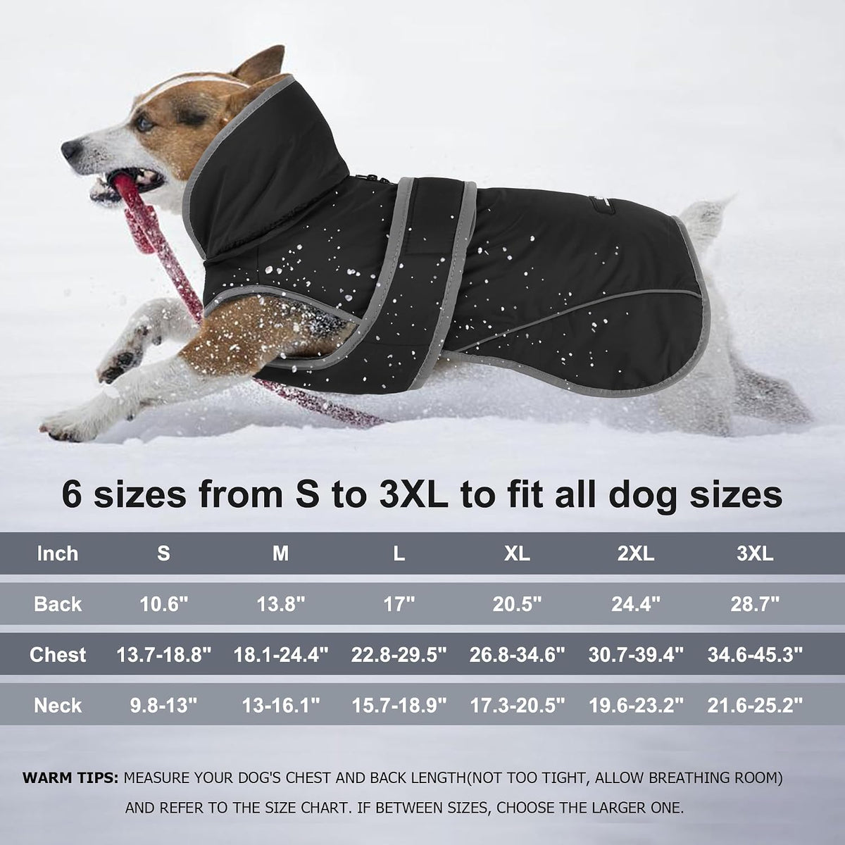 Dogcheer Dog Winter Coat, Waterproof Dog Jacket with Zipper Leash Opening