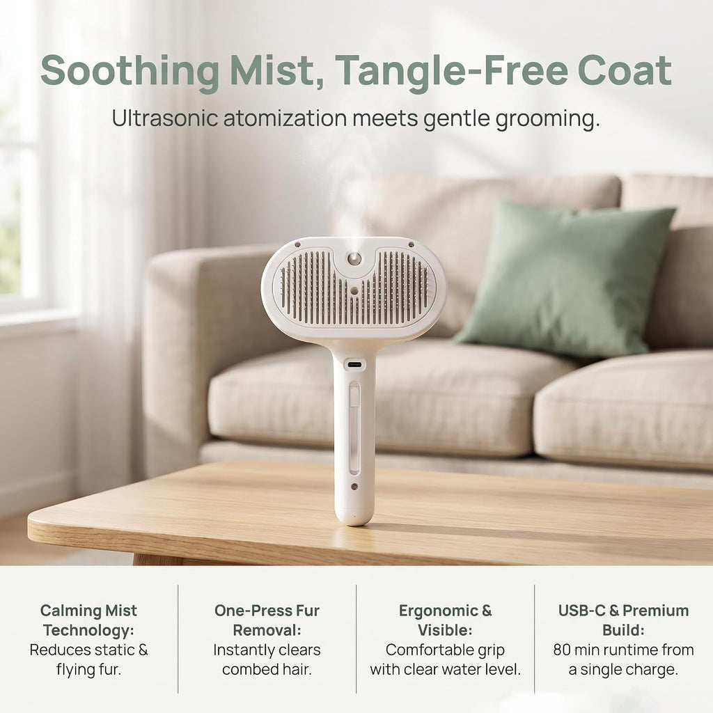 Steam Spray Pet Brush Dog Cat Grooming Comb For Shedding Floating Hair