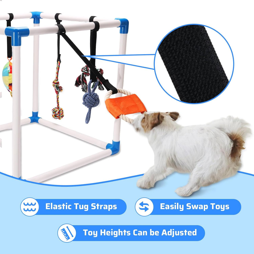 Indoor Puppy Play Gym for Small Dogs, 8 Toys Activity Center
