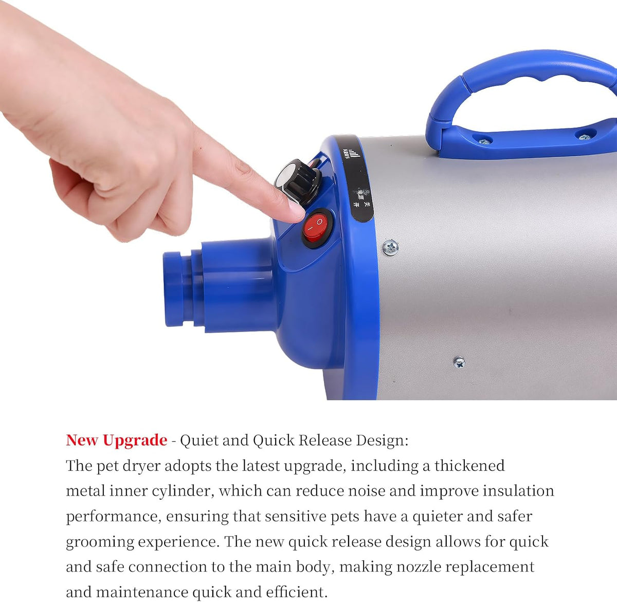 2800W 3.8HP High Velocity Pet Grooming Blower Dryer for Dogs, Blue