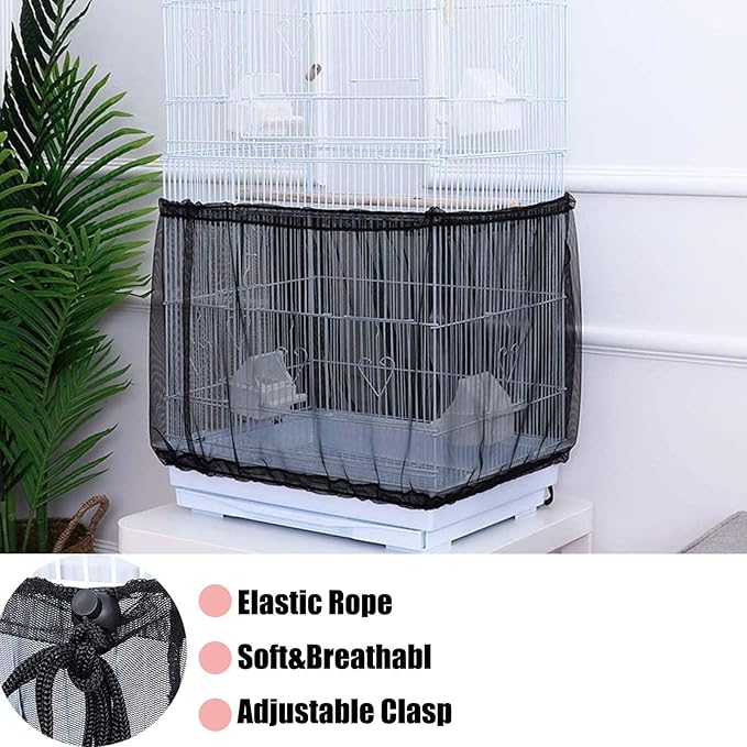 Allazone Bird Cage Seed Catcher, Large Bird Cage Cover, 75-118'' Universal - Image 3