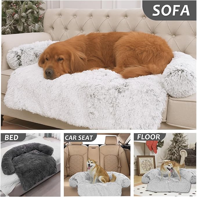 Calming Dogs/Cats Bed Mats, Dog Pad Washable Removable Couch Cover, Plush Long - Image 7